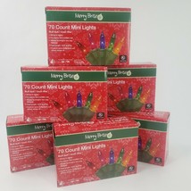 6 Boxes 70 Mini Lights Multi Color Bulbs Merry Brite Christmas Tree Green Wire - £31.59 GBP