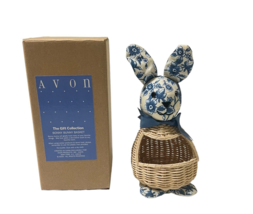 Avon Bonny Bunny Wicker Basket The Gift Collection Blue/White New in Box - $14.06