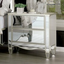 Glam Silver Mirrored Nightstand Crystal Knobs Bedside Table Furniture - $1,080.03 CAD