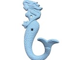 CBK  Blue Mermaid Cast Iron Wall Hook Bathroom Coastal Beach Decor 7 inch - £11.99 GBP