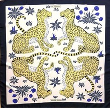 Hermes Scarf Les Leopards 90 cm silk black Carre animal 35&quot; - £533.92 GBP