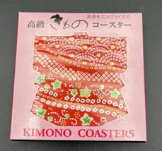 Set of 6 Kimono Drink Coasters Colorful Japanese Washi Paper Dyed NEW in... - £8.72 GBP