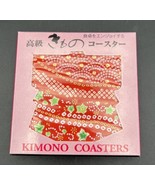 Set of 6 Kimono Drink Coasters Colorful Japanese Washi Paper Dyed NEW in... - £8.75 GBP