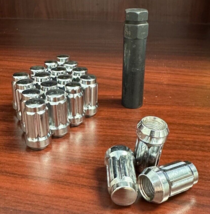 20 CHROME SPLINE LUG NUTS 1/2&quot;-20 / 60 DEGREE CONE CONICAL + SECURITY KEY - $28.45