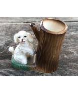 Miniature Antique Staffordshire Dog &amp; Tree Stump Porcelain Figurine 2&quot;  - £23.75 GBP