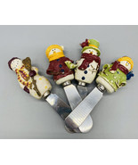 Vintage Christmas Snowmen Cheese Knives / Butter Spreaders Set of 4 - £7.72 GBP