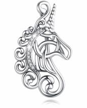 Jewelry Trends Unicorn Fantasy Mythical Horse CZ Sterling Silver Pendant... - $56.99