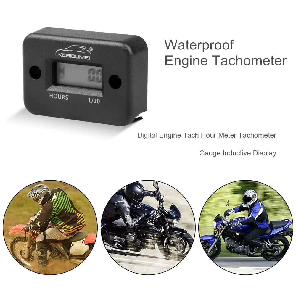 Digital Hour Meter Waterproof LCD Display Hour Counter for Bike Motorcycle ATV - £12.59 GBP
