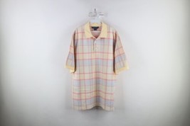 Vintage 90s Lands End Mens Large Rainbow Pastel Knit Collared Polo Shirt USA - £35.01 GBP