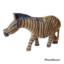 Zebra Figurine Carved Wood Sculpture Safari Jungle Wild Animal Collectib... - $9.87