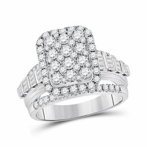 14kt White Gold Womens Round Diamond Rectangle Cluster Ring 1-3/4 Cttw - £1,637.00 GBP