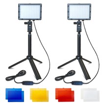 Led Video Lighting Kit, 2-Pack, Portable, Adjustable Low Angle, Usb Powered, Des - £37.75 GBP
