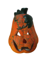 Vintage Ceramic Hand Painted Jack O Lantern Pumpkin Candle Holder W/Candle - £15.03 GBP