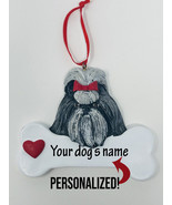 Personalized Gray Shih Tzu Dog Name Christmas Ornament Figure Heart Vale... - $14.99