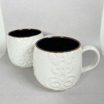 Set of 2 Starbucks Coffee Tea Cups Mugs Casi Cielo White Embossed Floral... - $26.95