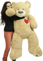 Giant 5 Foot Teddy Bear 60 Inches Soft  Gift Heart on Chest to Express Love - £201.58 GBP