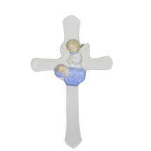 Roman New Baby 7.25" H Valencia BOY Guardian Cross (7x4x1) - $24.73
