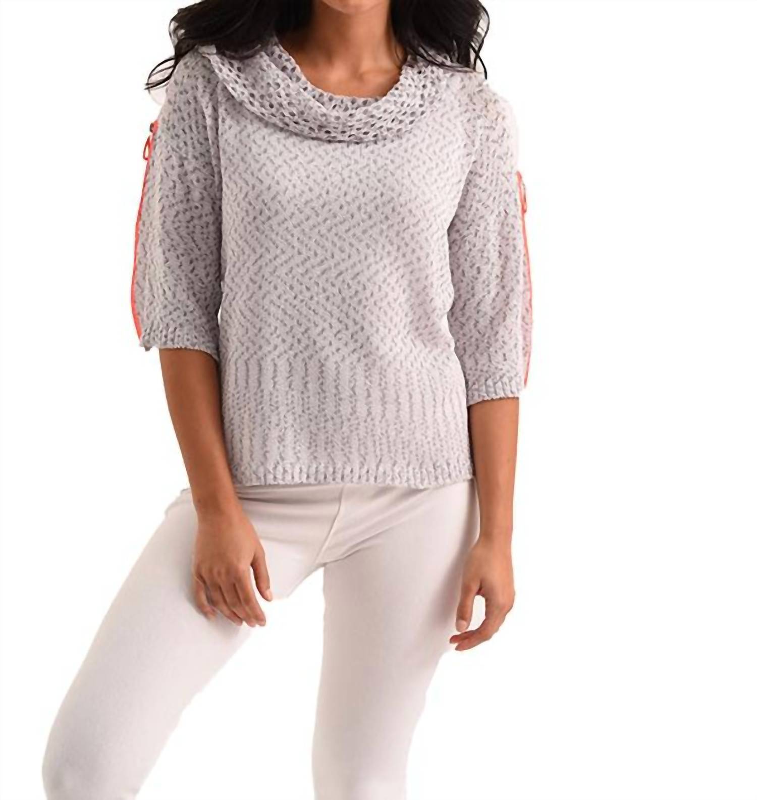French Kyss raquelle cowl-neck crochet top in Frost