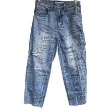 Broken Promises Triple Text Carpenter Men Jeans 28 light wash graphic spell out - £21.22 GBP