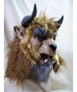Adult Beast Costume Mask Moving Mouth Jaw Furry Cowl Beauty Prince Adam ... - $753.01 MXN