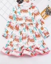 NEW Boutique Gingerbread Christmas Girls Long Sleeve Ruffle Dress - $12.79