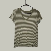 Gap Womens Shirt Medium V Neck Green Striped - £7.77 GBP