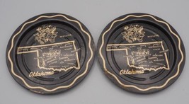 Vintage Pair of Metal Oklahoma Souvenir Coasters - £30.56 GBP