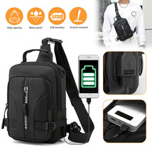 Anti-Theft Men&#39;S Sling Cross Body Bag Chest Shoulder Messenger Backpack ... - £19.97 GBP
