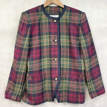 VTG Le Suit Tartan Plaid Blazer Jacket Womens 10 Dark Academia Preppy Ho... - £24.27 GBP