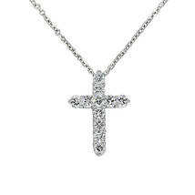 0.50 Ct. tw. Round Diamond Cross on 16&quot; Cable Chain 14K White Gold - £475.49 GBP