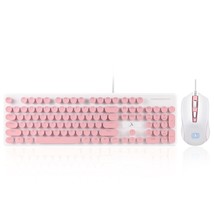 Wired Usb Keyboard Mouse Combo Gamer N518 104 Keys White Led Backlit Pun... - £55.87 GBP