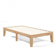 Twin Size 14 Inch Wooden Slats Bed Mattress Frame-Natural - Color: Natural - $226.70