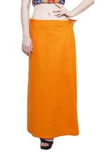 Women&#39;s Solid Cotton Inskirt Saree Adjustable Waist Drawstrings orange Pack 1Pcs - £8.38 GBP