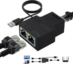 Ethernet Splitter 1 in 2 Out High Speed 100Mbps Ethernet Switch 2 Port RJ45 LAN  - £24.05 GBP