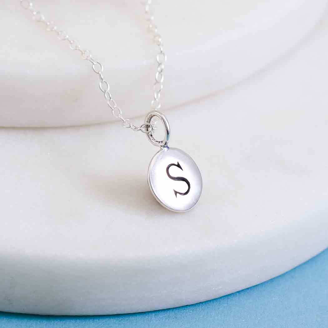  Sterling Silver Initial Charm Necklace - Letter S - $37.00