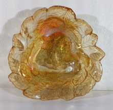 Indiana Glass LOGANBERRY MARIGOLD Amber CARNIVAL GLASS CANDY DISH - $8.54