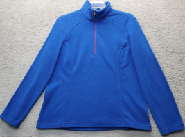 Lands&#39; End Sweatshirt Womens Medium Blue Fleece Long Sleeve Quarter Zip ... - $20.29