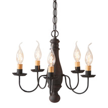 5-Arm Chandelier Bed and Breakfast Wood Metal Fixture Hartford Black Made in USA - £350.86 GBP