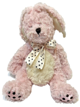 Pier 1 Imports Plush Pink Soft Fuzzy Bunny Easter Polka Dot Bow and Feet 11&quot; - £11.65 GBP