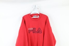 Vintage 90s Fila Mens Large Faded Spell Out Big Logo Crewneck Sweatshirt Red - £39.41 GBP