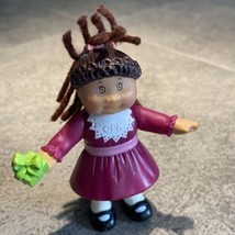 Cabbage Patch Kids 3&quot; inch Mini Figure Doll Purple Dress Green Gift 1992... - $5.89