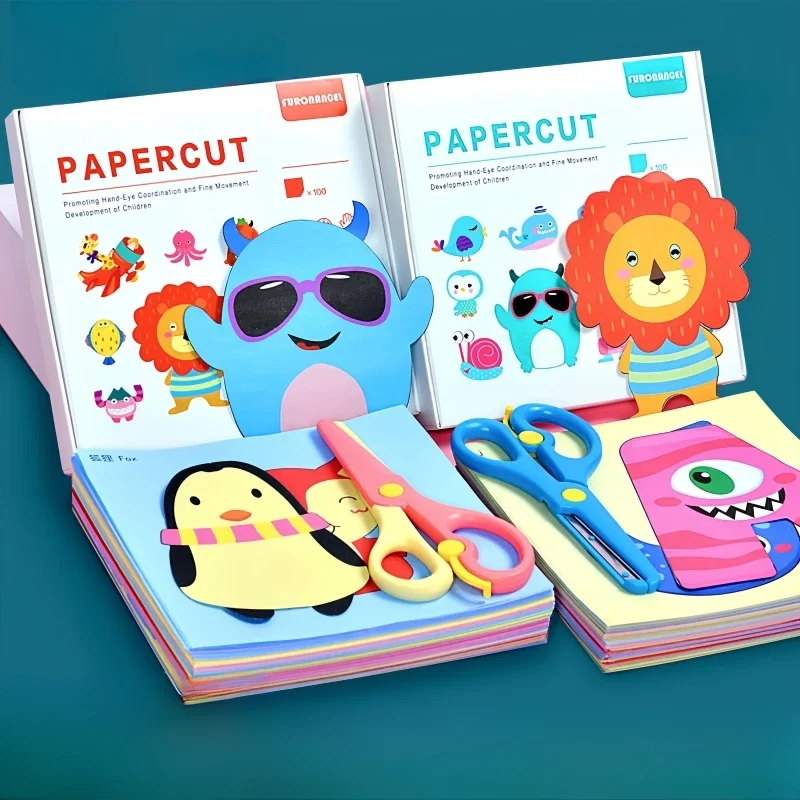 100pcs Kids Cartoon Colorful Paper Cutting Toy Children DIY Handmade Ori... - €2,08 EUR