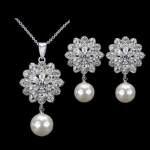 Earl jewelry high quality zirconia crystal ladies dangling pendant necklace and earring thumb200
