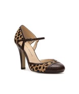 Audrey Brooke Women&#39;s Shoes Brown Lanelee Calf Hair Ankle Strap Pumps Si... - £21.46 GBP