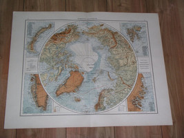 1905 Antique Map Of North Pole Arctic Alaska Greenland Svalbard Spitsbergen - £33.49 GBP