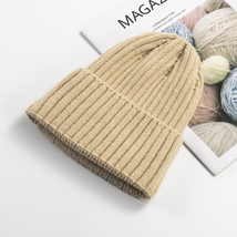 Beige Cotton Cashmere Knitted Hat - £15.18 GBP