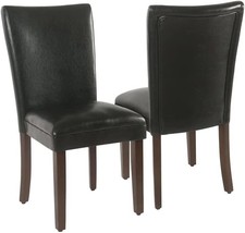 Black Faux Leather Homepop Parsons Upholstered Accent Dining Chair Set Of 2. - £167.82 GBP
