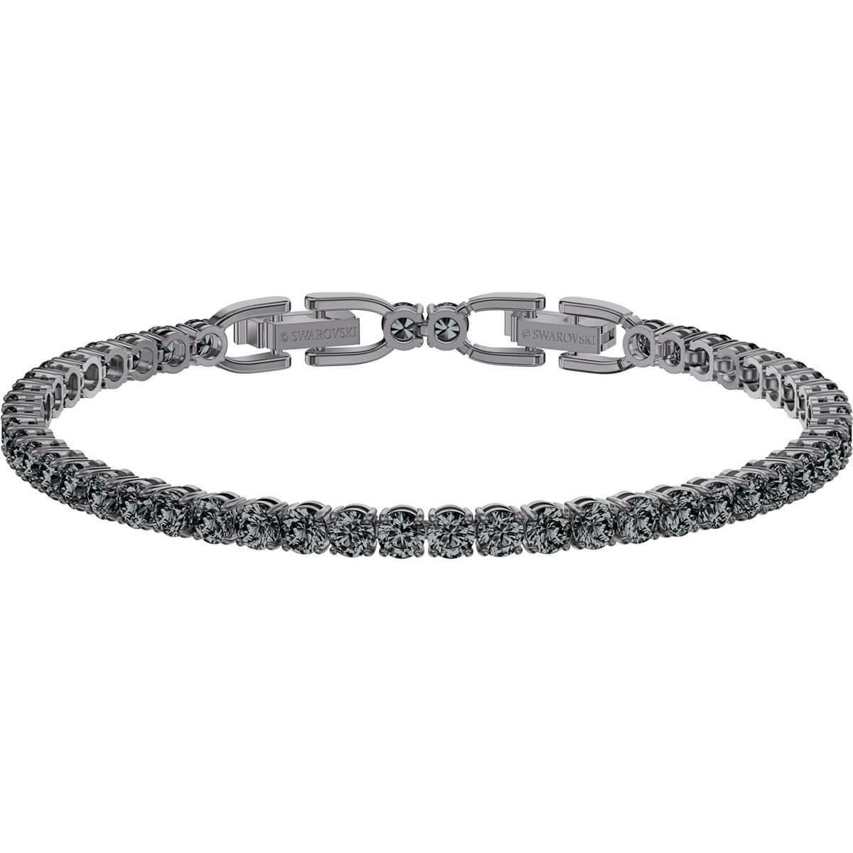 Swarovski Unisex Tennis Swarovski Crystal Gray Ruthenium-Plated Deluxe Bracelet - $200.00