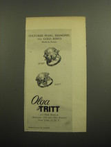 1960 Olga Tritt Jewelry Advertisement - Cultured Pearl, Diamond 18kt Gold Rings - £12.04 GBP