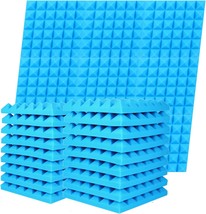 Musfunny Sound Proof Acoustic Foam Panels, 12 Pcs 2&quot; X 12&quot; X 12&quot; Acoustic, Blue - £35.25 GBP